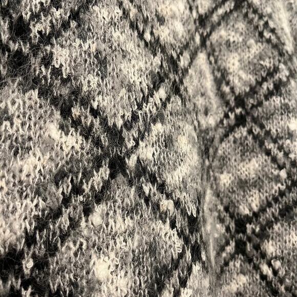 Vintage Mohair Wool Chunky Knit Grandpa Cardigan Sweater Black White Size Small - Picture 4 of 9